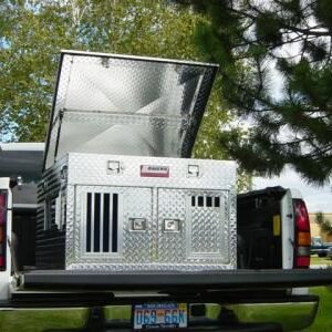 Dog Box 55005 Hunter Series Double Compartment with Top Storage / 38 W x 45 D x 26 H / Standard Vents / Diamond Tread Aluminum / Owens Products