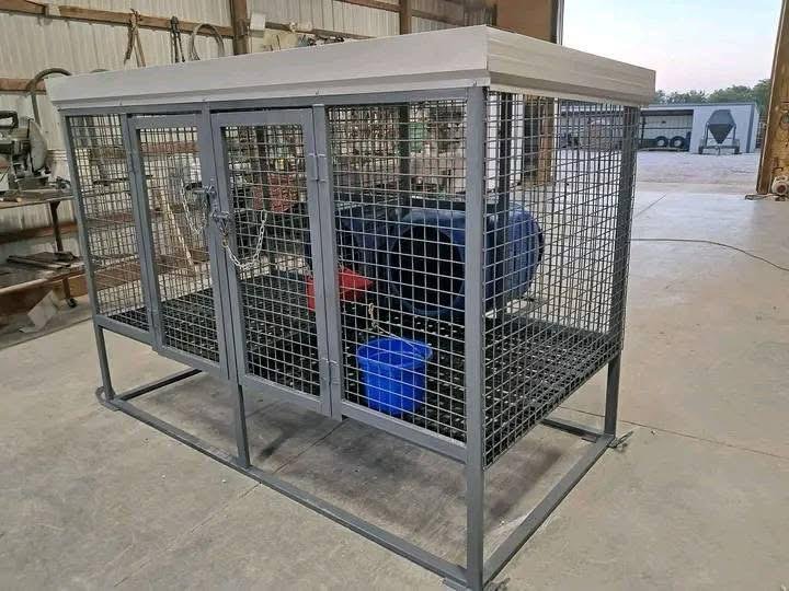 Small 2-Bay Dog Kennel with Barrel Dog Houses - Image 2