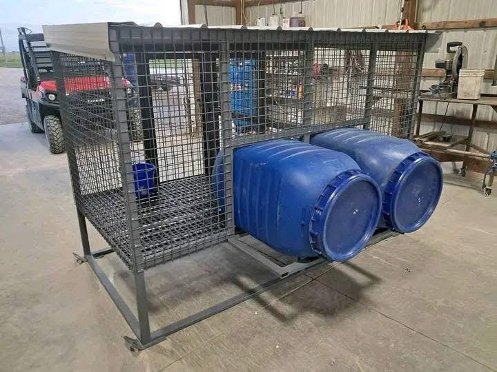 Small 2-Bay Dog Kennel with Barrel Dog Houses - Image 6