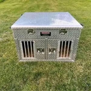 Owens 2-Hole Small Dog Box with Bottom Storage & Side Vents for Mid-Size Trucks